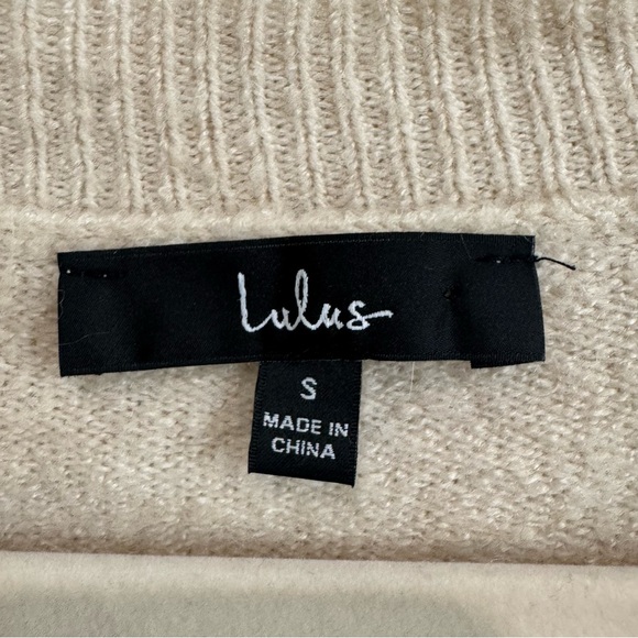 Lulu's Womens Small Colorblock Sweater Cream Pink Oversized Slouchy Boho Soft - Picture 3 of 8